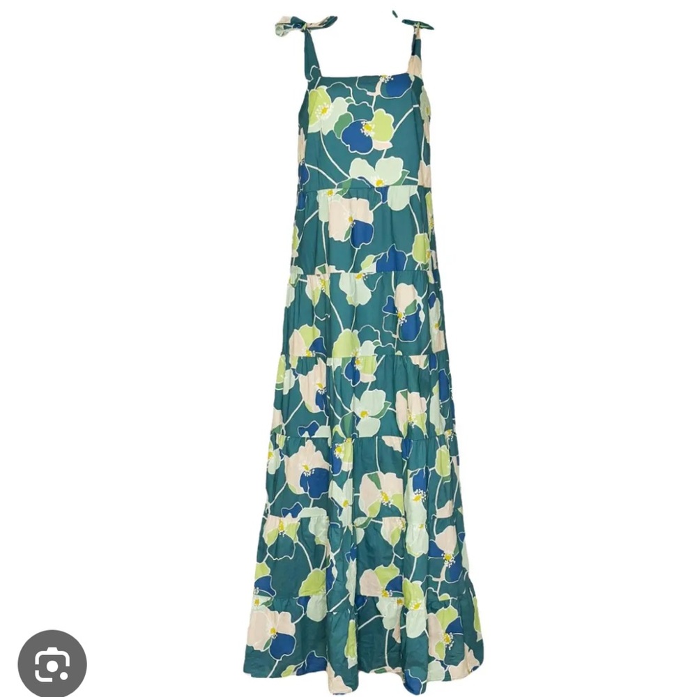 NWT SÉZANE ANNIE maxi DRESS Printed Cotton Blossom Summer Green orange SZ6